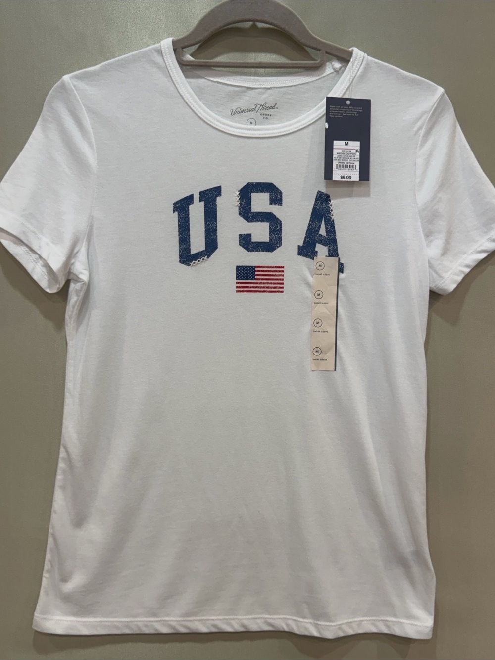 Universal Thread White Short Sleeve Tee with USA Graphic